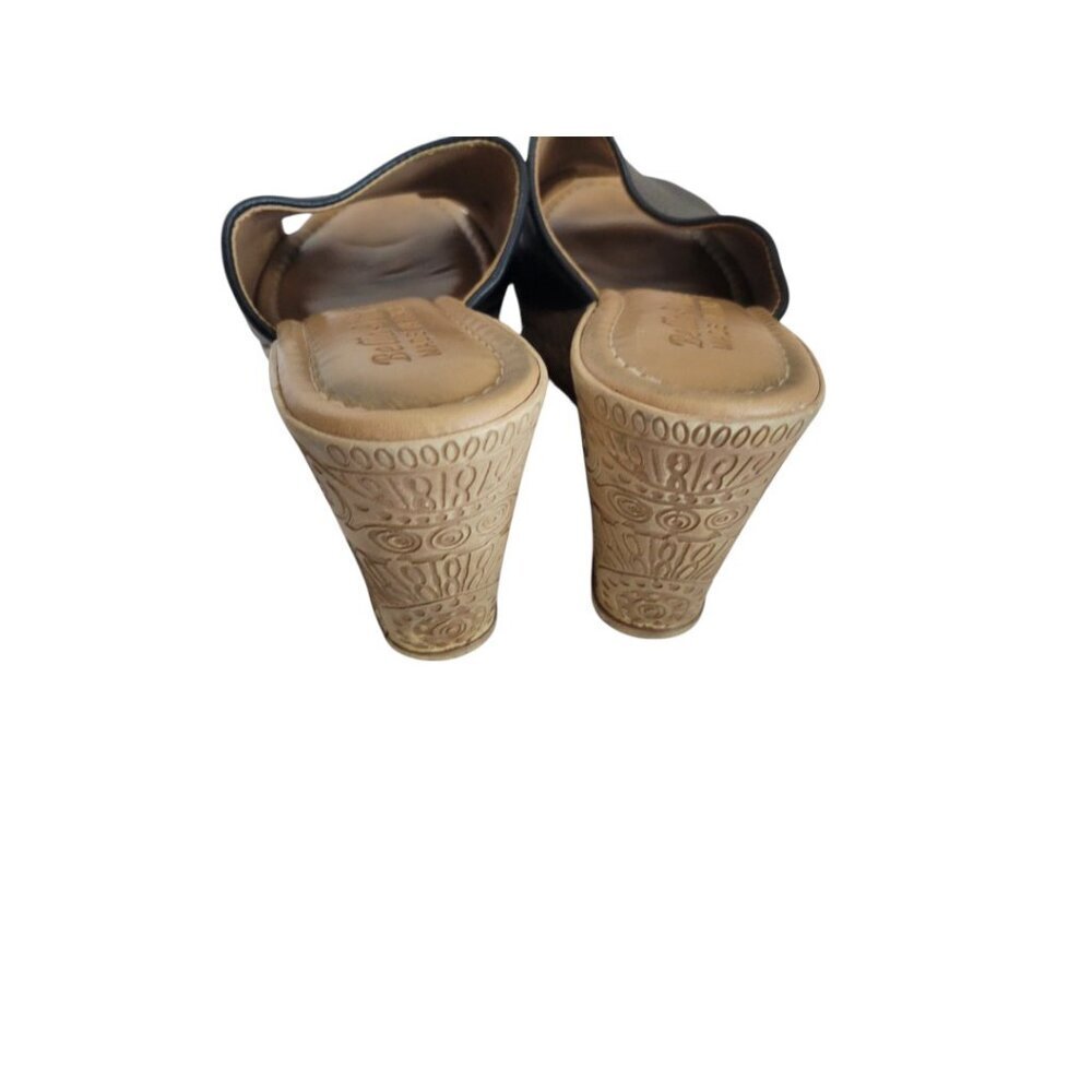 Women's Bella Vita Black Leather Slides Sandals Espadrilles 8.5N Narrow - Picture 6 of 7